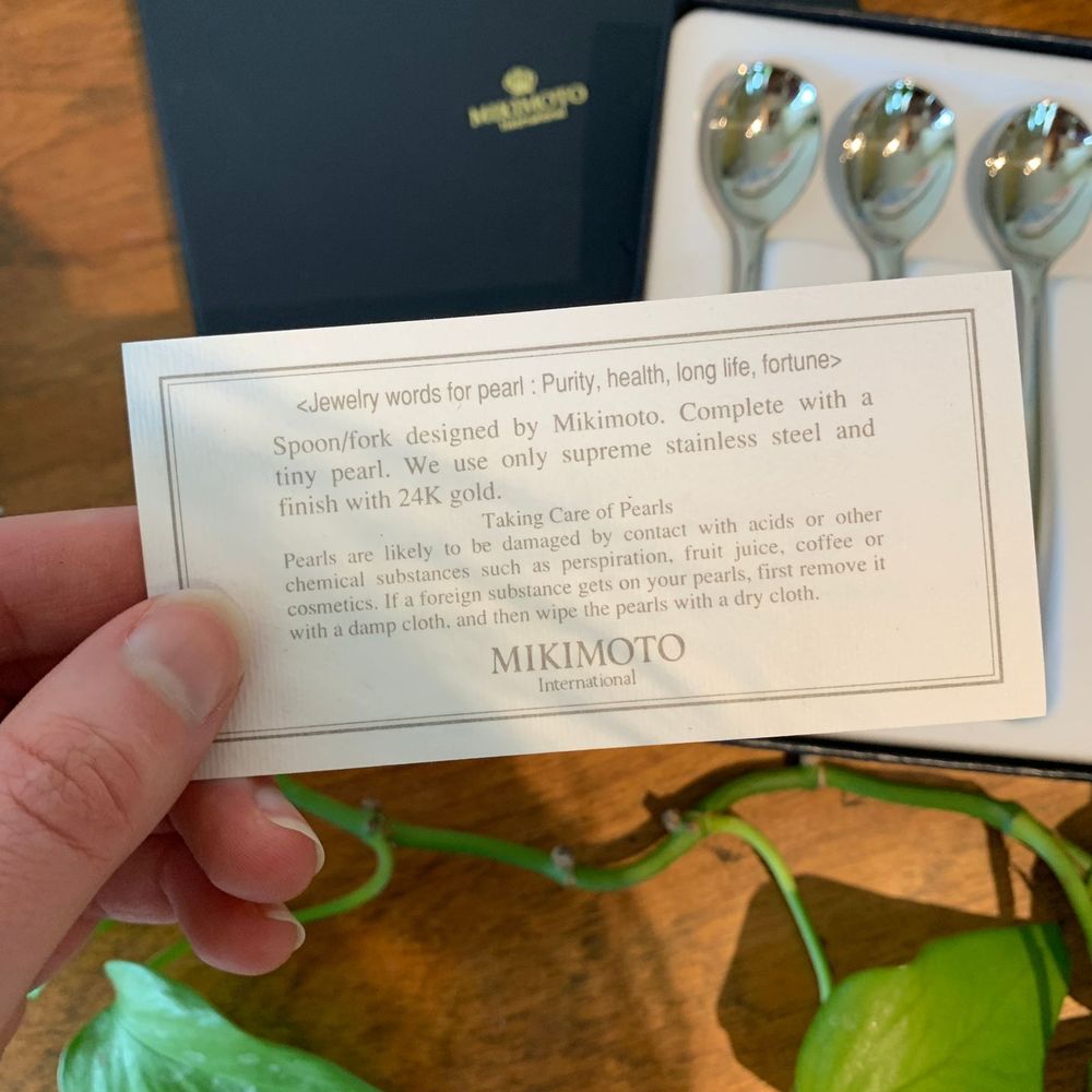Mikimoto 24k White Gold Pearl Caviar Tea Spoon Set - Picture 5 of 6